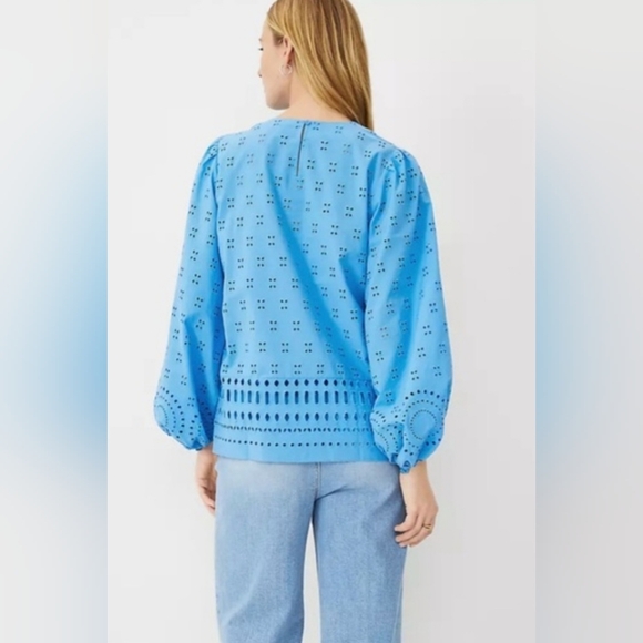 Ann Taylor Womens Eyelet Blouse Womens Size Large! - Picture 2 of 4